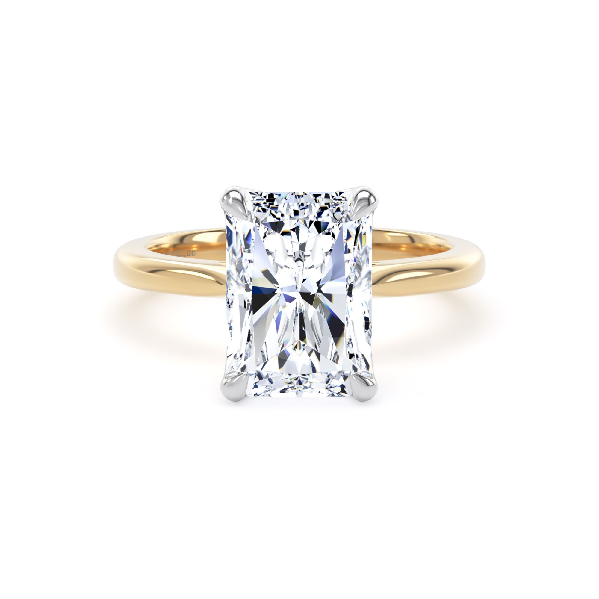 18ct Yellow Gold and Platinum 4.00cttw Radiant Cut Lab Grown Diamond Solitaire Engagement Ring
