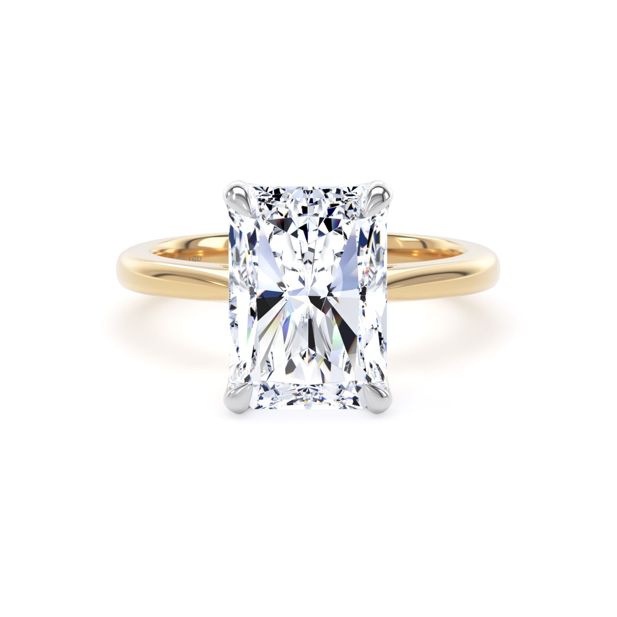 18ct Yellow Gold and Platinum 5.00cttw Radiant Cut Lab Grown Diamond Solitaire Engagement Ring