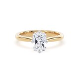 Goldsmiths 18ct Yellow Gold and Platinum 1.50cttw Compass Set Radiant Cut Lab Grown Diamond Solitaire Engagement Ring - Ring Size F
