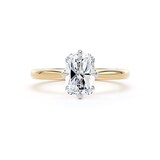 Goldsmiths 18ct Yellow Gold and Platinum 2.00cttw Compass Set Radiant Cut Lab Grown Diamond Solitaire Engagement Ring - Ring Size K.5