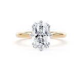 Goldsmiths 18ct Yellow Gold and Platinum 3.00cttw Compass Set Radiant Cut Lab Grown Diamond Solitaire Engagement Ring - Ring Size T.5