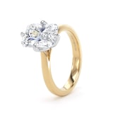 Goldsmiths 18ct Yellow Gold and Platinum 4.00cttw Compass Set Radiant Cut Lab Grown Diamond Solitaire Engagement Ring - Ring Size N.5