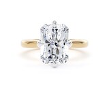 Goldsmiths 18ct Yellow Gold and Platinum 5.00cttw Compass Set Radiant Cut Lab Grown Diamond Solitaire Engagement Ring - Ring Size R.5