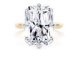 Goldsmiths 18ct Yellow Gold and Platinum 10.00cttw Compass Set Radiant Cut Lab Grown Diamond Solitaire Engagement Ring - Ring Size J.5