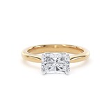 Goldsmiths 18ct Yellow Gold and Platinum 1.50cttw East-West Radiant Cut Lab Grown Diamond Solitaire Engagement Ring - Ring Size I