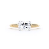 Goldsmiths 18ct Yellow Gold and Platinum 1.50cttw East-West Radiant Cut Lab Grown Diamond Solitaire Engagement Ring - Ring Size I