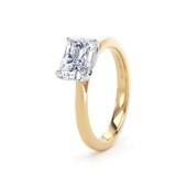 Goldsmiths 18ct Yellow Gold and Platinum 1.50cttw East-West Radiant Cut Lab Grown Diamond Solitaire Engagement Ring - Ring Size I
