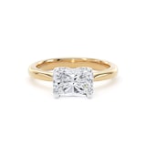 Goldsmiths 18ct Yellow Gold and Platinum 2.00cttw East-West Radiant Cut Lab Grown Diamond Solitaire Engagement Ring - Ring Size L