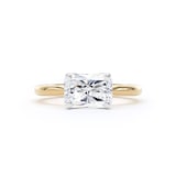 Goldsmiths 18ct Yellow Gold and Platinum 2.00cttw East-West Radiant Cut Lab Grown Diamond Solitaire Engagement Ring - Ring Size L