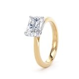 Goldsmiths 18ct Yellow Gold and Platinum 2.00cttw East-West Radiant Cut Lab Grown Diamond Solitaire Engagement Ring - Ring Size L