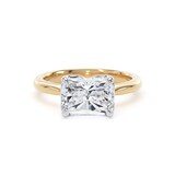 Goldsmiths 18ct Yellow Gold and Platinum 3.00cttw East-West Radiant Cut Lab Grown Diamond Solitaire Engagement Ring - Ring Size M