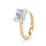 Goldsmiths 18ct Yellow Gold and Platinum 3.00cttw East-West Radiant Cut Lab Grown Diamond Solitaire Engagement Ring - Ring Size M