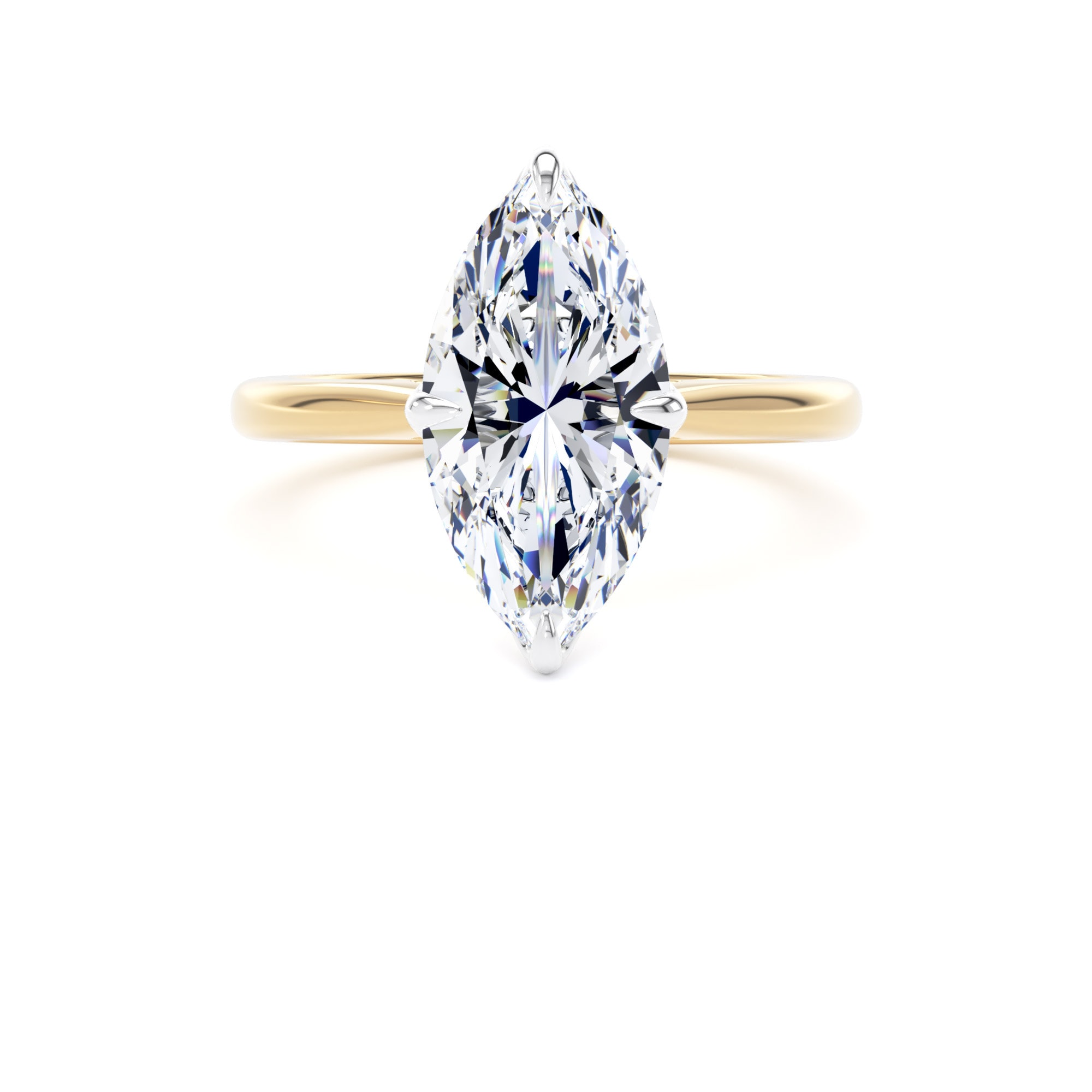 Goldsmiths 18ct Yellow Gold and Platinum 3.00cttw Marquise Cut Lab Grown Diamond Solitaire Engagement Ring - Ring Size K Goldsmiths 18ct Yellow Gold and Platinum 3.00cttw Marquise Cut Lab Grown Diamond Solitaire Engagement Ring - Ring Size K