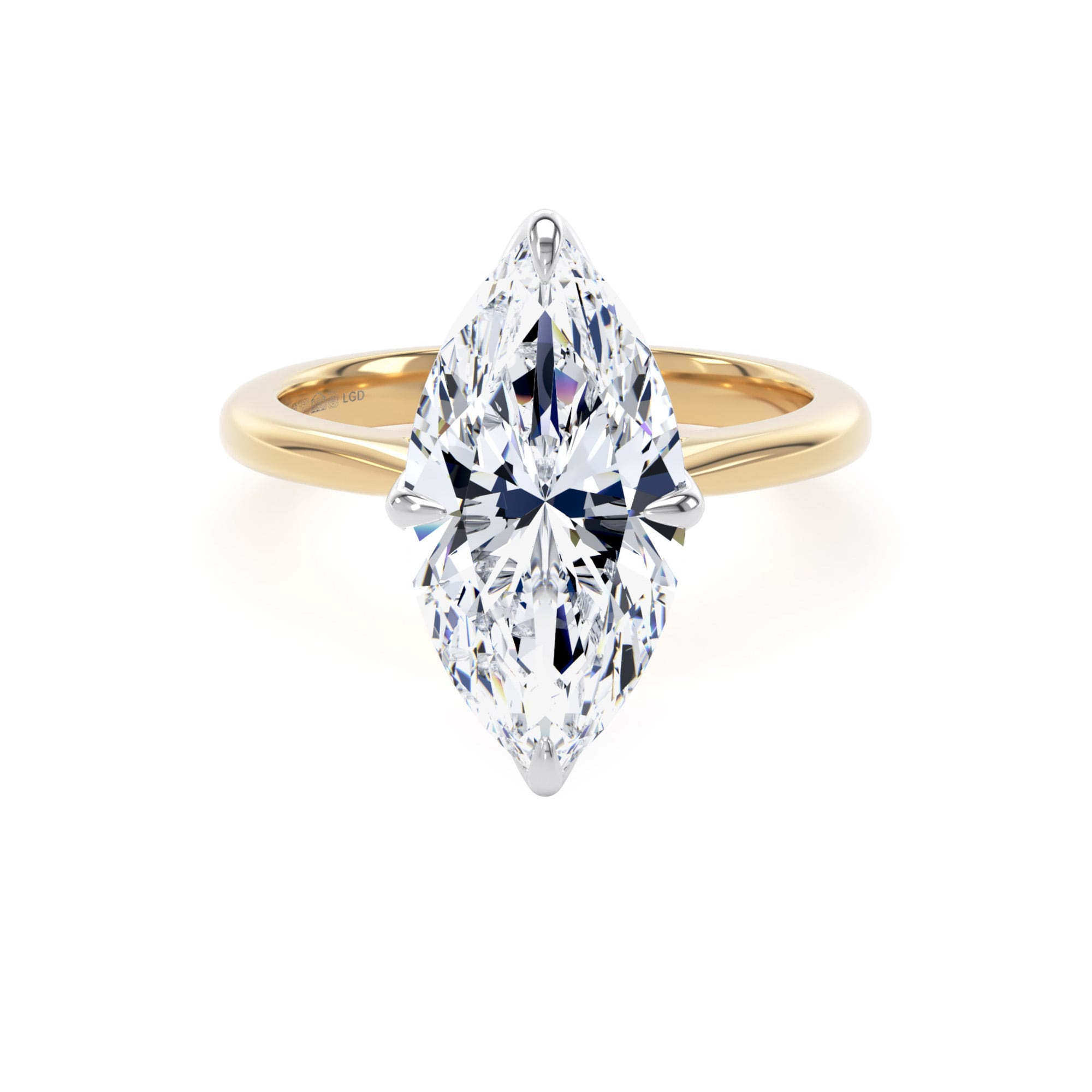18ct Yellow Gold and Platinum 4.00cttw Marquise Cut Lab Grown Diamond Solitaire Engagement Ring