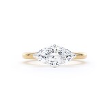 Goldsmiths 18ct Yellow Gold and Platinum 1.50cttw East-West Marquise Cut Lab Grown Diamond Solitaire Engagement Ring - Ring Size N