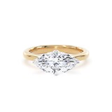 Goldsmiths 18ct Yellow Gold and Platinum 2.00cttw East-West Marquise Cut Lab Grown Diamond Solitaire Engagement Ring - Ring Size G