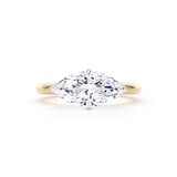 Goldsmiths 18ct Yellow Gold and Platinum 2.00cttw East-West Marquise Cut Lab Grown Diamond Solitaire Engagement Ring - Ring Size G
