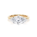 Goldsmiths 18ct Yellow Gold and Platinum 3.00cttw East-West Marquise Cut Lab Grown Diamond Solitaire Engagement Ring - Ring Size P