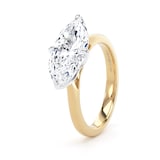 Goldsmiths 18ct Yellow Gold and Platinum 3.00cttw East-West Marquise Cut Lab Grown Diamond Solitaire Engagement Ring - Ring Size P