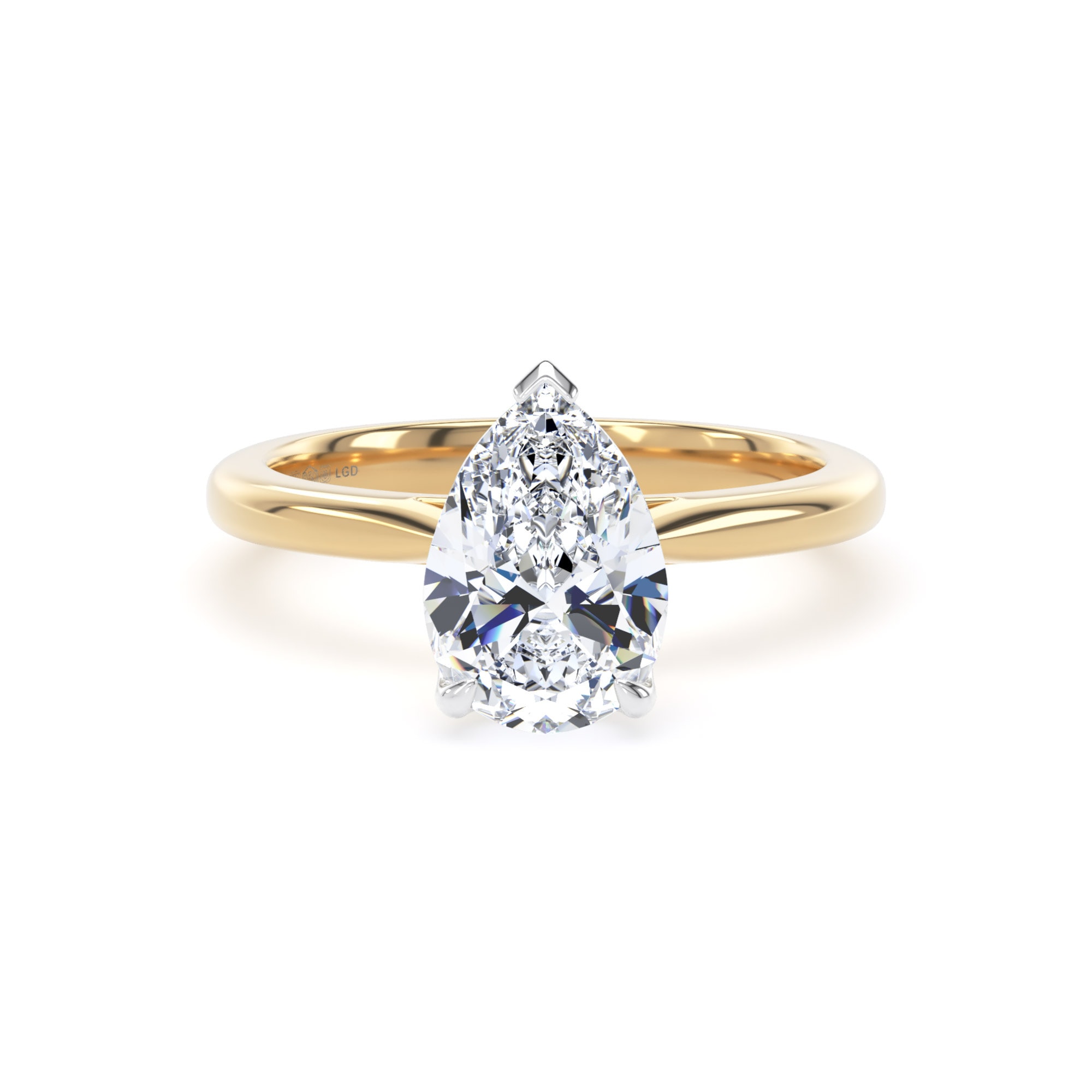 18ct Yellow Gold and Platinum 1.50cttw Pear Cut Lab Grown Diamond Solitaire Engagement Ring