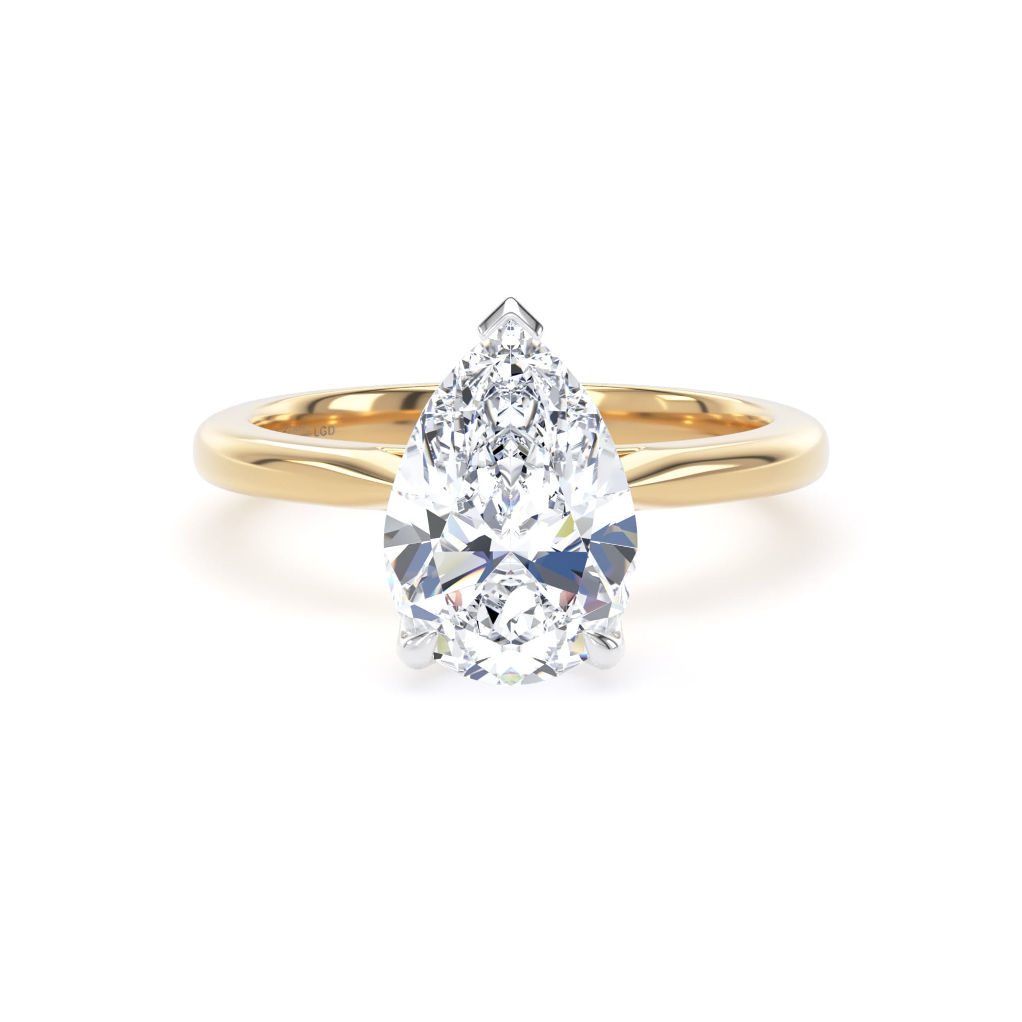 18ct Yellow Gold and Platinum 2.00cttw Pear Cut Lab Grown Diamond Solitaire Engagement Ring