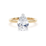 Goldsmiths 18ct Yellow Gold and Platinum 2.00cttw Pear Cut Lab Grown Diamond Solitaire Engagement Ring - Ring Size K.5
