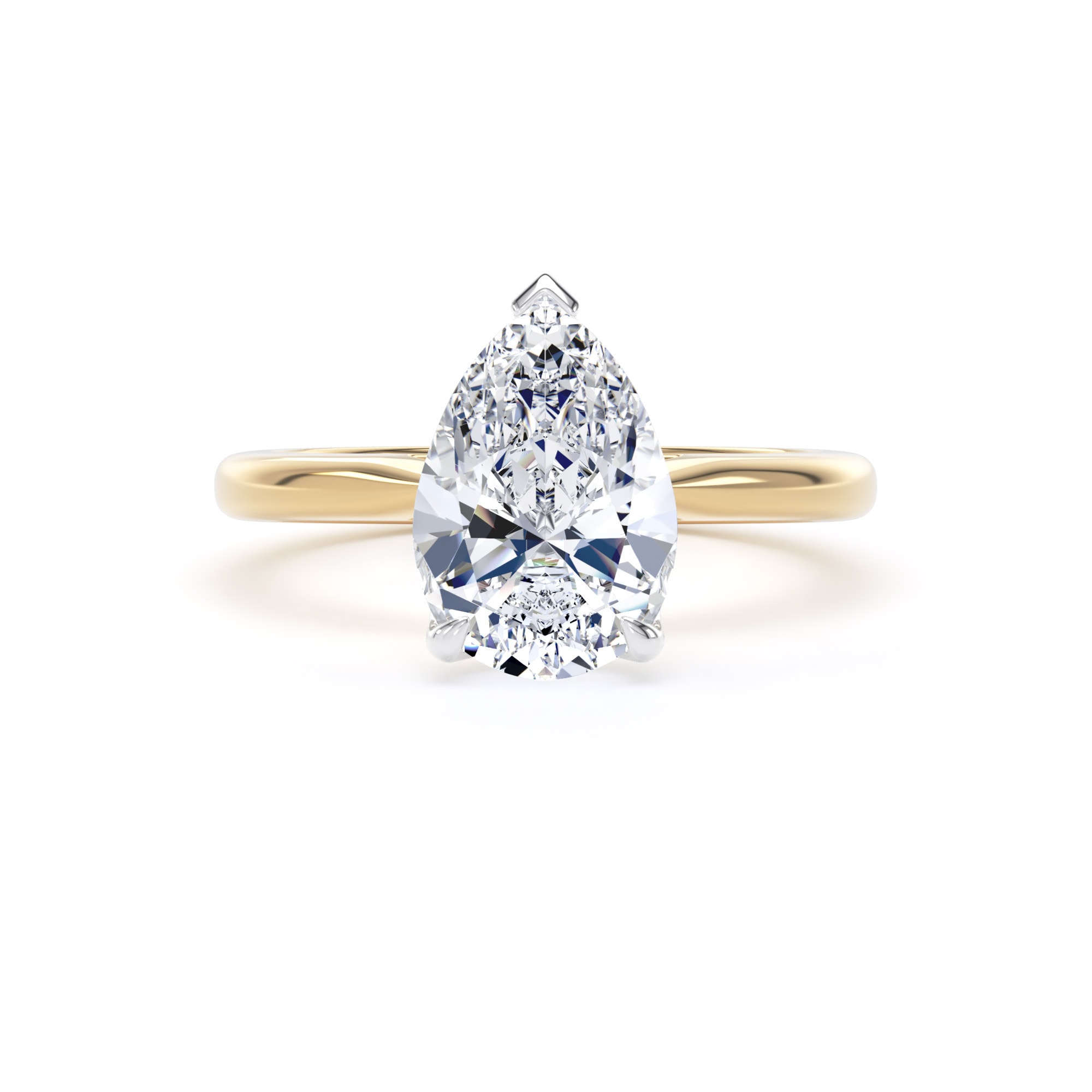 Goldsmiths 18ct Yellow Gold and Platinum 2.00cttw Pear Cut Lab Grown Diamond Solitaire Engagement Ring - Ring Size W Goldsmiths 18ct Yellow Gold and Platinum 2.00cttw Pear Cut Lab Grown Diamond Solitaire Engagement Ring - Ring Size W