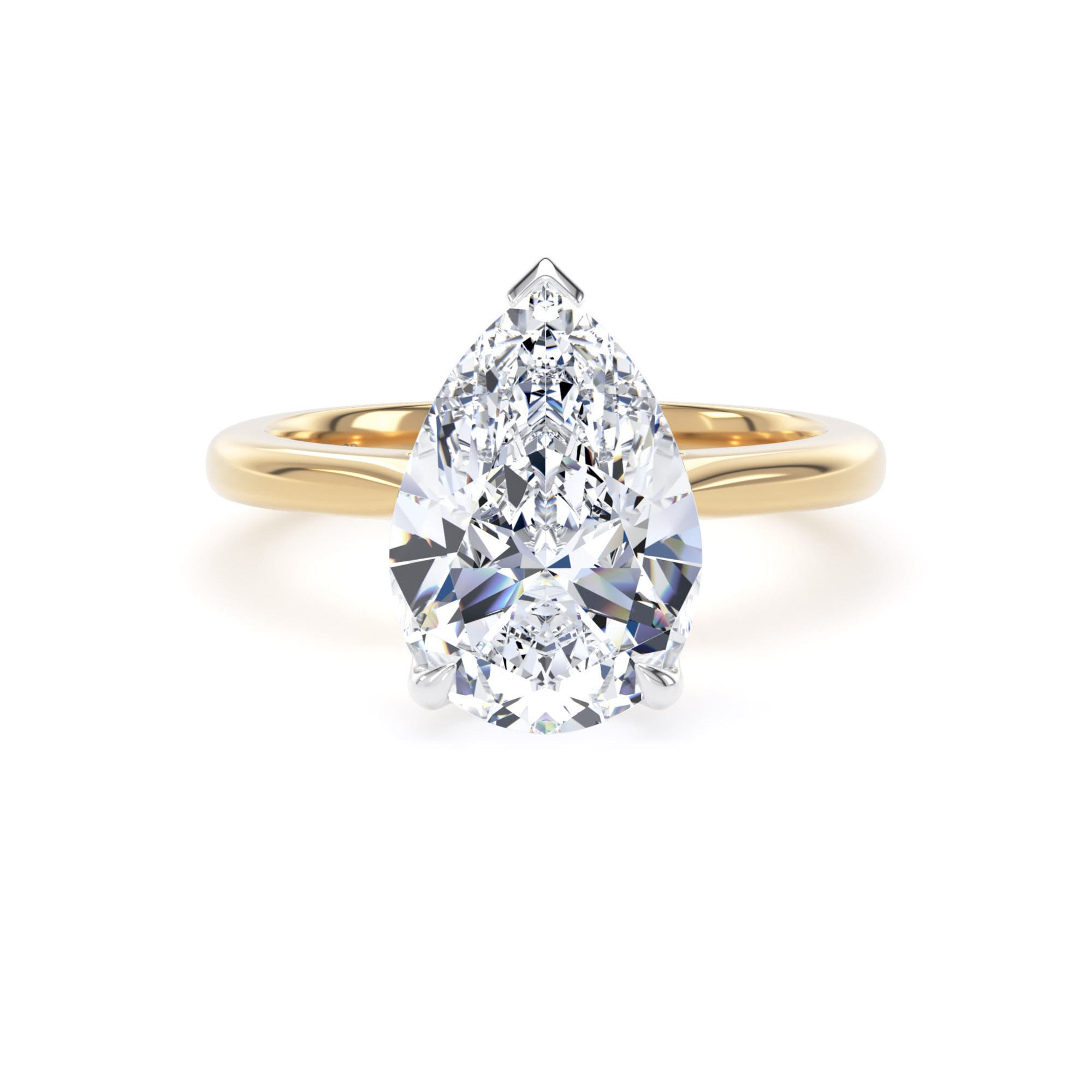 18ct Yellow Gold and Platinum 3.00cttw Pear Cut Lab Grown Diamond Solitaire Engagement Ring