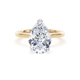 Goldsmiths 18ct Yellow Gold and Platinum 3.00cttw Pear Cut Lab Grown Diamond Solitaire Engagement Ring - Ring Size F