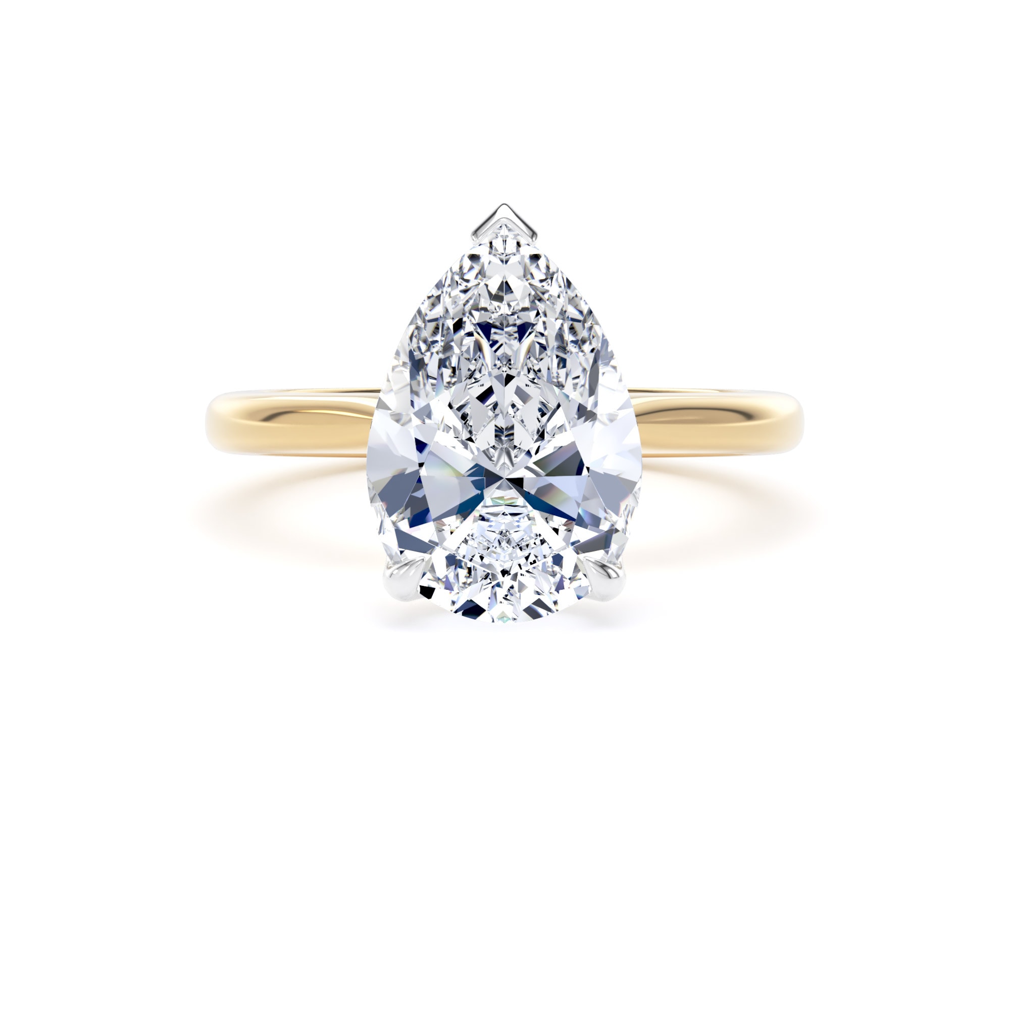 Goldsmiths 18ct Yellow Gold and Platinum 3.00cttw Pear Cut Lab Grown Diamond Solitaire Engagement Ring - Ring Size H.5 Goldsmiths 18ct Yellow Gold and Platinum 3.00cttw Pear Cut Lab Grown Diamond Solitaire Engagement Ring - Ring Size H.5