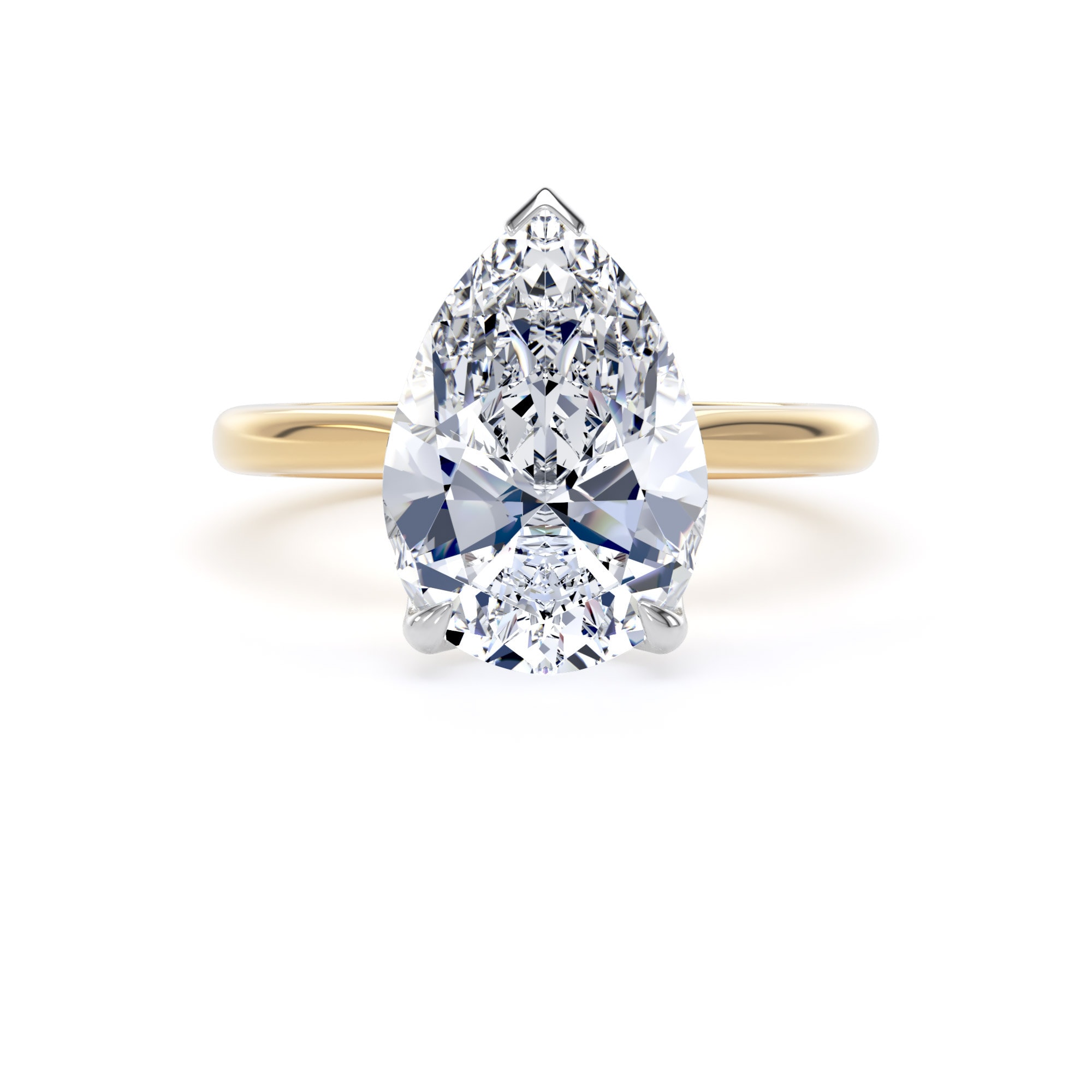 Goldsmiths 18ct Yellow Gold and Platinum 4.00cttw Pear Cut Lab Grown Diamond Solitaire Engagement Ring - Ring Size F Goldsmiths 18ct Yellow Gold and Platinum 4.00cttw Pear Cut Lab Grown Diamond Solitaire Engagement Ring - Ring Size F