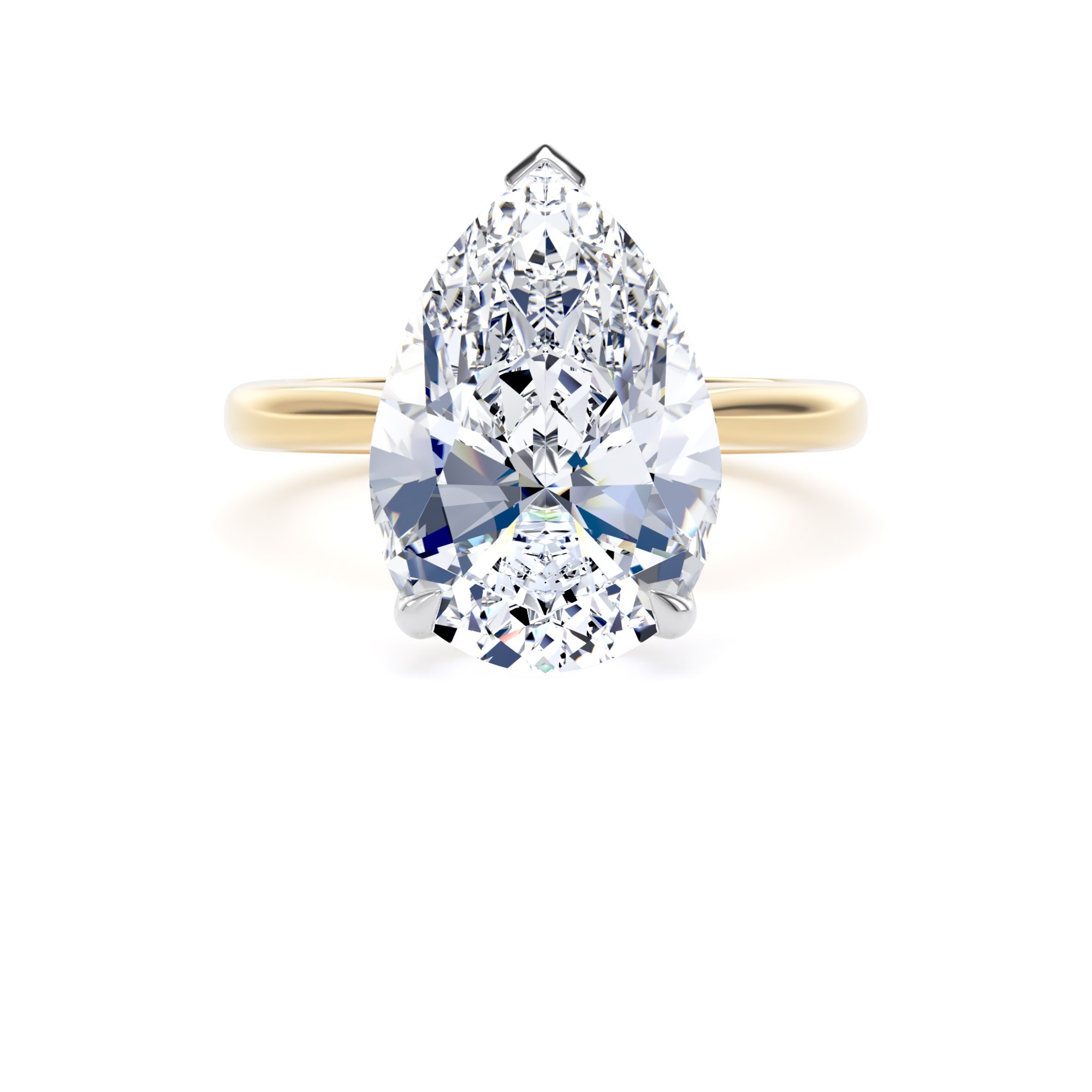 Goldsmiths 18ct Yellow Gold and Platinum 5.00cttw Pear Cut Lab Grown Diamond Solitaire Engagement Ring - Ring Size T.5 Goldsmiths 18ct Yellow Gold and Platinum 5.00cttw Pear Cut Lab Grown Diamond Solitaire Engagement Ring - Ring Size T.5