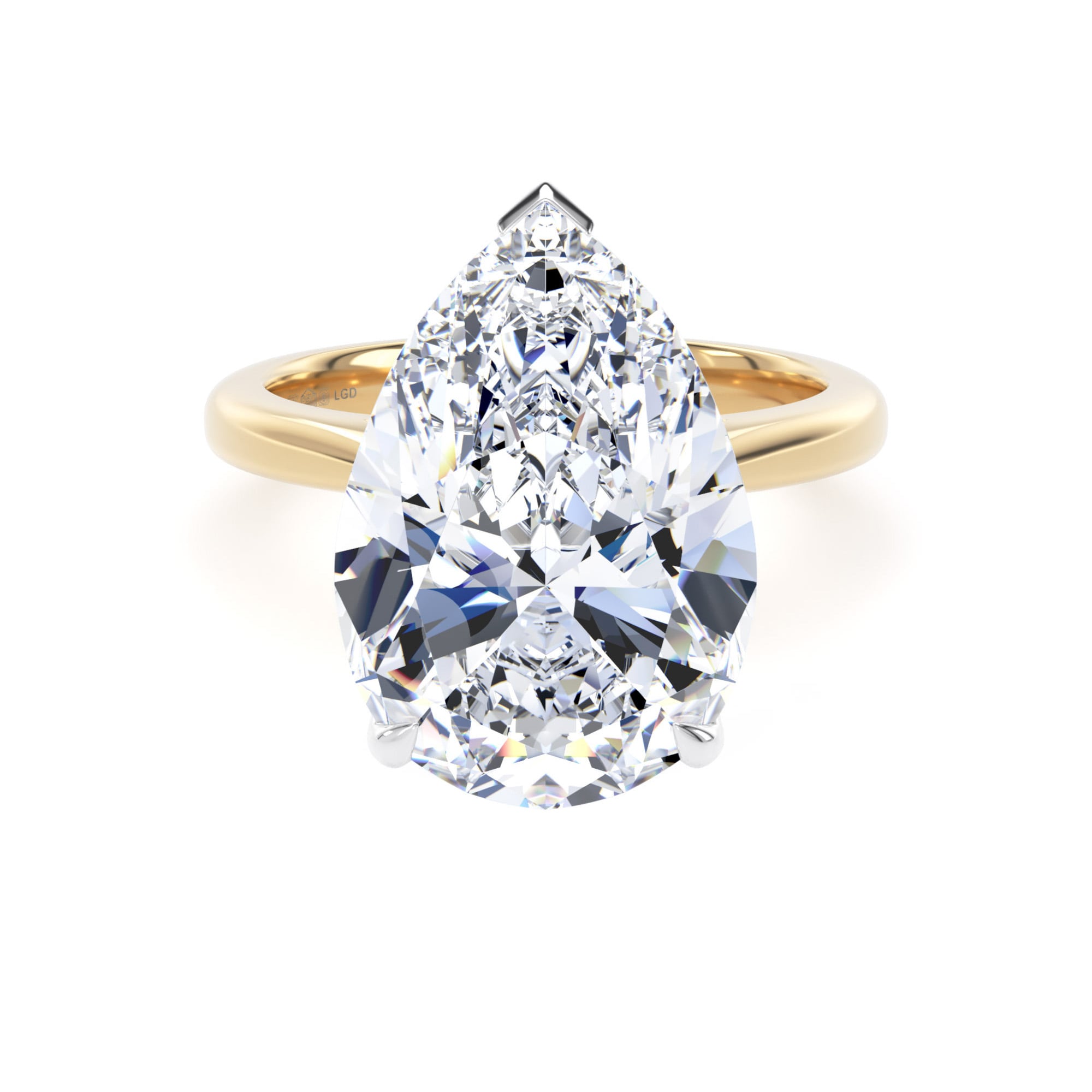 18ct Yellow Gold and Platinum 7.00cttw Pear Cut Lab Grown Diamond Solitaire Engagement Ring