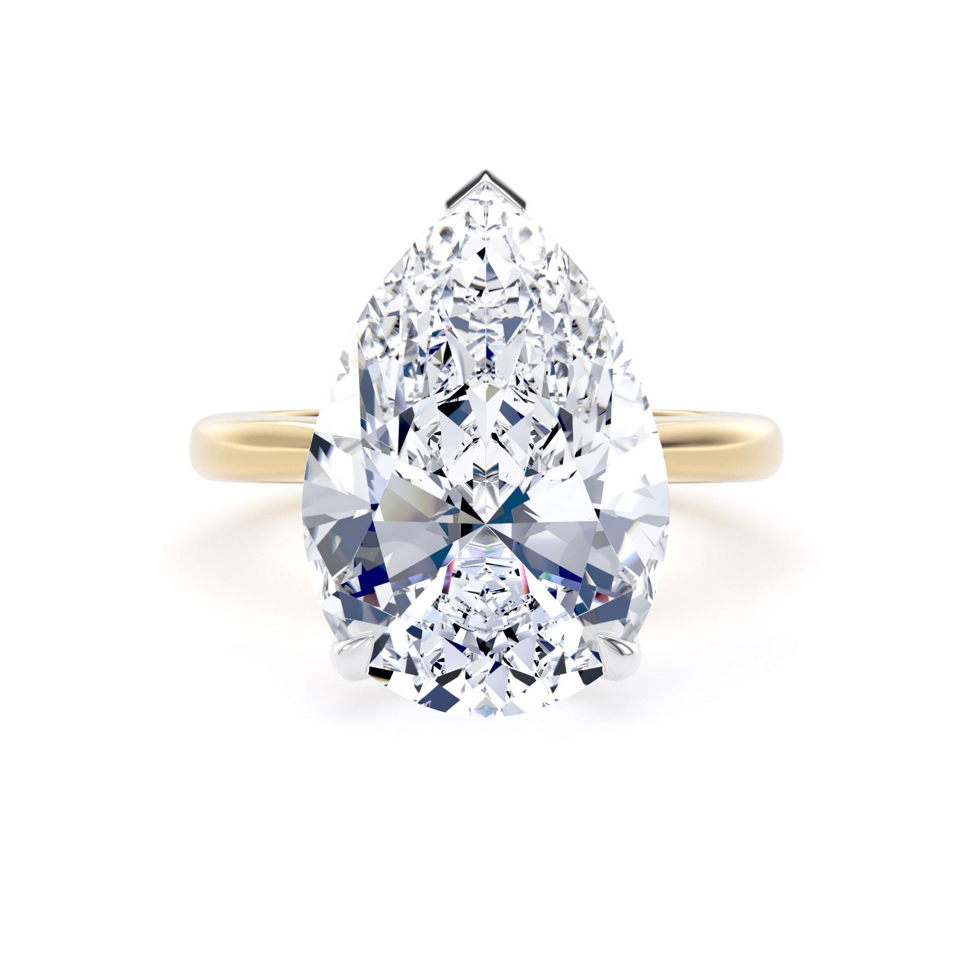 Goldsmiths 18ct Yellow Gold and Platinum 7.00cttw Pear Cut Lab Grown Diamond Solitaire Engagement Ring - Ring Size G.5 Goldsmiths 18ct Yellow Gold and Platinum 7.00cttw Pear Cut Lab Grown Diamond Solitaire Engagement Ring - Ring Size G.5