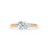 Goldsmiths 18ct Yellow Gold and Platinum 1.50cttw East-West Pear Cut Lab Grown Diamond Solitaire Engagement Ring - Ring Size J