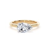 Goldsmiths 18ct Yellow Gold and Platinum 2.00cttw East-West Pear Cut Lab Grown Diamond Solitaire Engagement Ring - Ring Size J