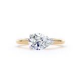 Goldsmiths 18ct Yellow Gold and Platinum 2.00cttw East-West Pear Cut Lab Grown Diamond Solitaire Engagement Ring - Ring Size J