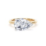Goldsmiths 18ct Yellow Gold and Platinum 3.00cttw East-West Pear Cut Lab Grown Diamond Solitaire Engagement Ring - Ring Size J