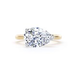 Goldsmiths 18ct Yellow Gold and Platinum 3.00cttw East-West Pear Cut Lab Grown Diamond Solitaire Engagement Ring - Ring Size J