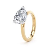 Goldsmiths 18ct Yellow Gold and Platinum 3.00cttw East-West Pear Cut Lab Grown Diamond Solitaire Engagement Ring - Ring Size J
