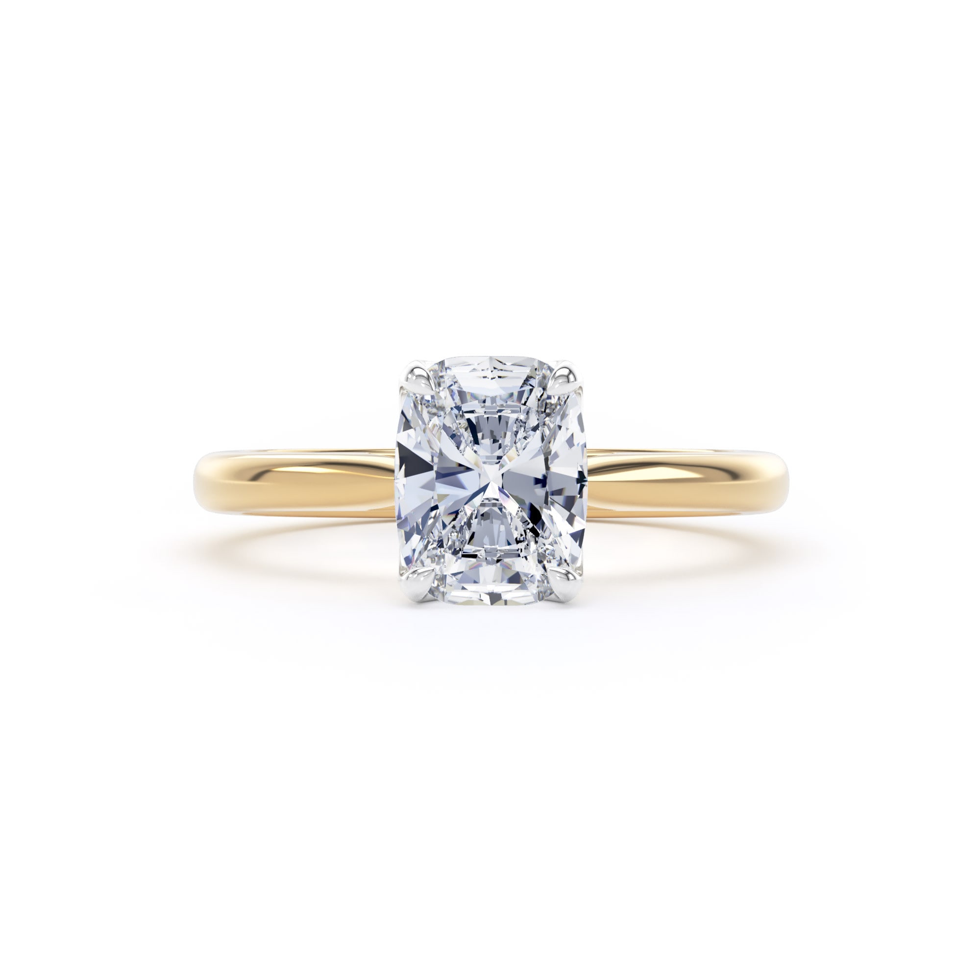 Goldsmiths 18ct Yellow Gold and Platinum 1.50cttw Elongated Cushion Cut Lab Grown Diamond Solitaire Engagement Ring - Ring Size J Goldsmiths 18ct Yellow Gold and Platinum 1.50cttw Elongated Cushion Cut Lab Grown Diamond Solitaire Engagement Ring - Ring Size J
