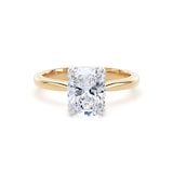 Goldsmiths 18ct Yellow Gold and Platinum 2.00cttw Elongated Cushion Cut Lab Grown Diamond Solitaire Engagement Ring - Ring Size H.5