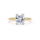 Goldsmiths 18ct Yellow Gold and Platinum 2.00cttw Elongated Cushion Cut Lab Grown Diamond Solitaire Engagement Ring - Ring Size H.5