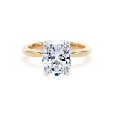 Goldsmiths 18ct Yellow Gold and Platinum 3.00cttw Elongated Cushion Cut Lab Grown Diamond Solitaire Engagement Ring - Ring Size I