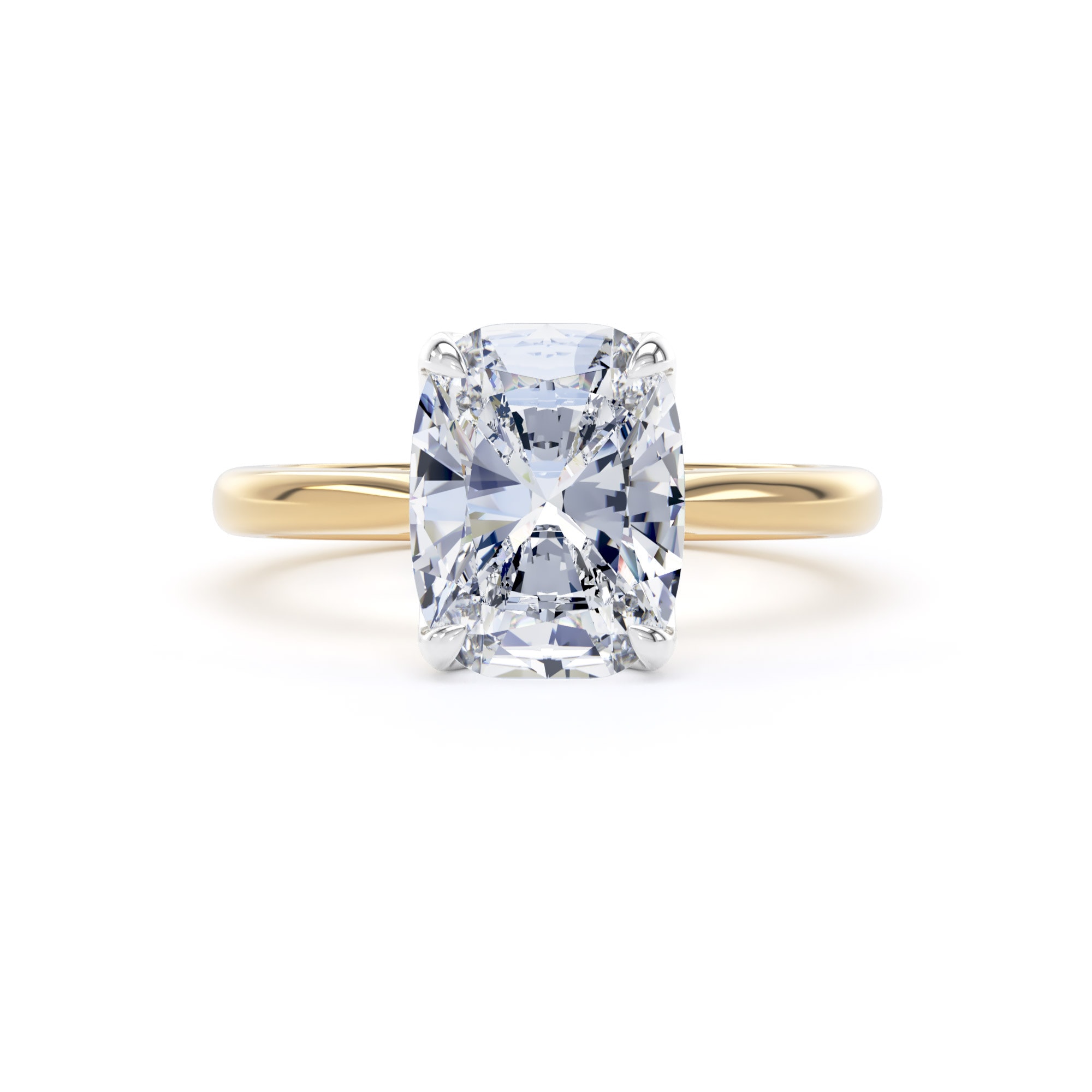 Goldsmiths 18ct Yellow Gold and Platinum 3.00cttw Elongated Cushion Cut Lab Grown Diamond Solitaire Engagement Ring - Ring Size L Goldsmiths 18ct Yellow Gold and Platinum 3.00cttw Elongated Cushion Cut Lab Grown Diamond Solitaire Engagement Ring - Ring Size L