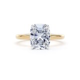 Goldsmiths 18ct Yellow Gold and Platinum 3.00cttw Elongated Cushion Cut Lab Grown Diamond Solitaire Engagement Ring - Ring Size I