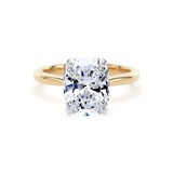Goldsmiths 18ct Yellow Gold and Platinum 4.00cttw Elongated Cushion Cut Lab Grown Diamond Solitaire Engagement Ring - Ring Size J