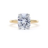 Goldsmiths 18ct Yellow Gold and Platinum 4.00cttw Elongated Cushion Cut Lab Grown Diamond Solitaire Engagement Ring - Ring Size J