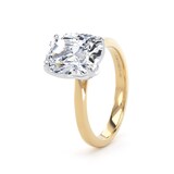 Goldsmiths 18ct Yellow Gold and Platinum 4.00cttw Elongated Cushion Cut Lab Grown Diamond Solitaire Engagement Ring - Ring Size J