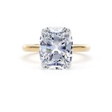 Goldsmiths 18ct Yellow Gold and Platinum 5.00cttw Elongated Cushion Cut Lab Grown Diamond Solitaire Engagement Ring - Ring Size G.5